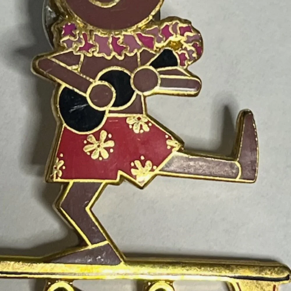 Disney Dangling Surfer Doll w/Ukulele Small World Trading Lapel Hat Vest Pin